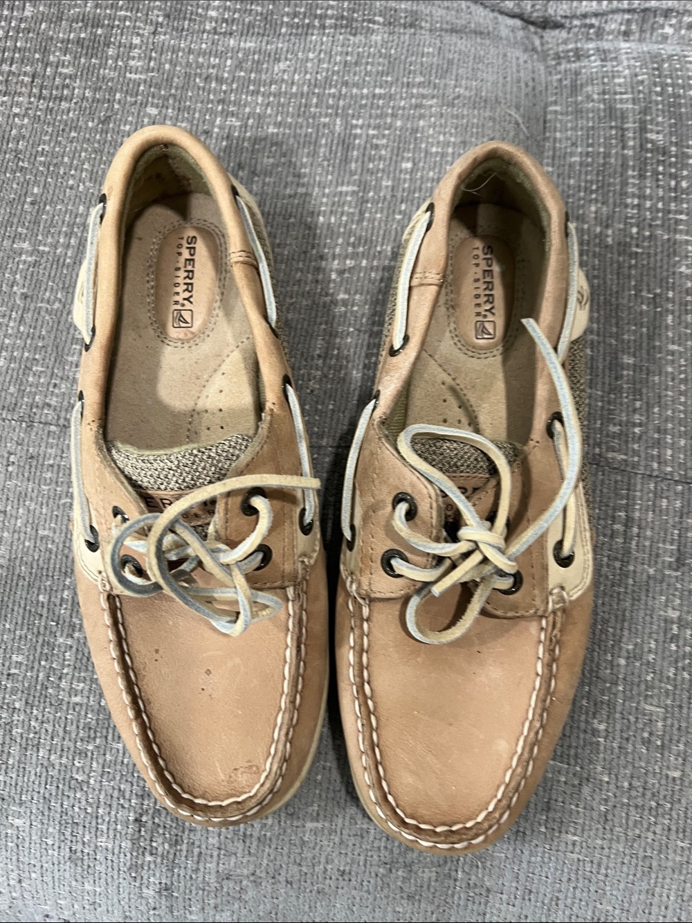 Sperry women rose fish Beige/Tan Leather Boat Shoes #6